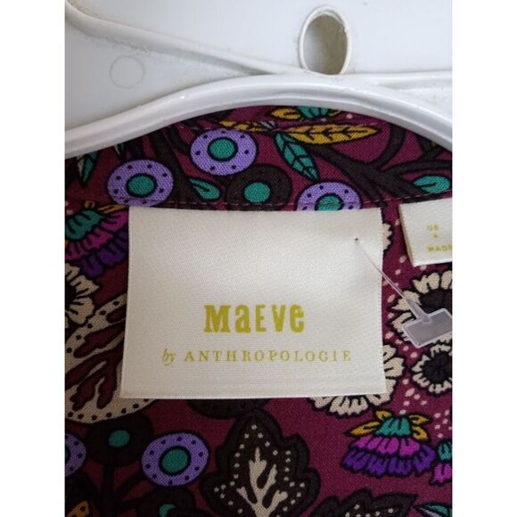 Maeve by Anthropologie "Janie" Purple Multicolor Floral Button Up Blouse size 4 - Picture 4 of 10